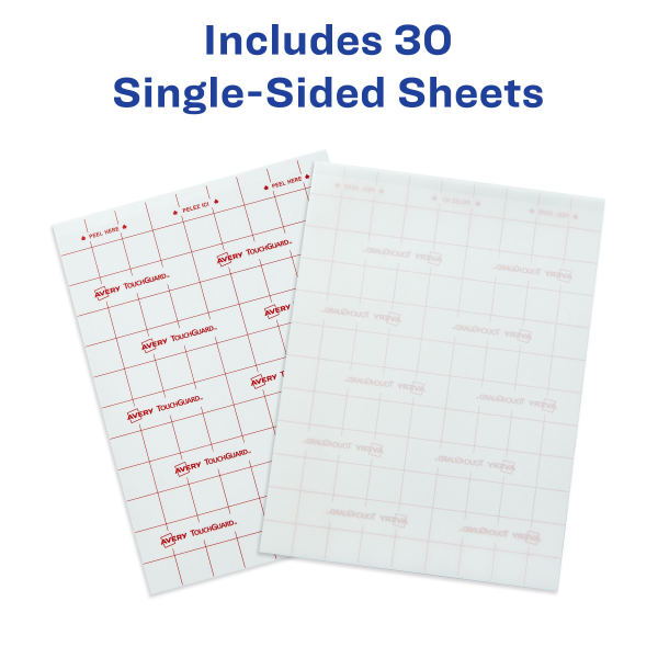 Avery TouchGuard™ Protective Film, SelfAdhesive Clear Sheets, 9" x 12